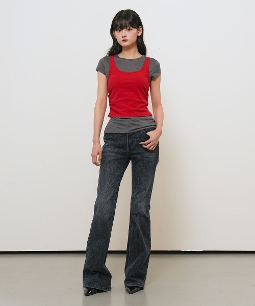 GENERAL IDEA（ジェネラルアイデア）の「【GENERAL IDEA】 2WAYカラーレイヤードTシャツ / TWO-WAY COLOR LAYERED T-SHIRT（Tシャツ/カットソー・レディース・スカイブルー/レッド/ベージュ・L/M/S）」の21枚目の写真