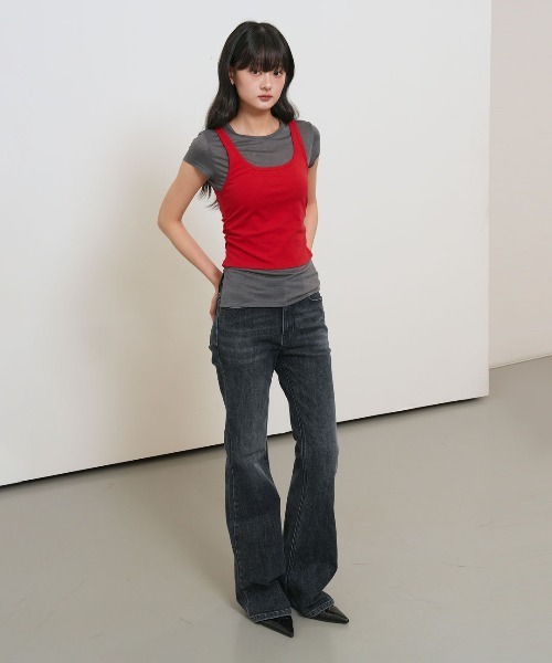 GENERAL IDEA（ジェネラルアイデア）の「【GENERAL IDEA】 2WAYカラーレイヤードTシャツ / TWO-WAY COLOR LAYERED T-SHIRT（Tシャツ/カットソー・レディース・スカイブルー/レッド/ベージュ・L/M/S）」の22枚目の写真