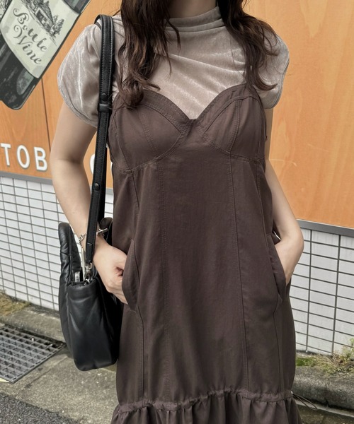 WILLFULLY(ウィルフリー)の「stretch sheer velour bottle neck no sleeve tops(その他トップス・レディース・ダークブラウン/チャコール/グレイッシュベージュ・FREE)」の6枚目の写真