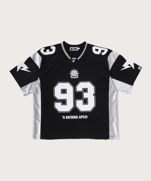 A BATHING APE(アベイシングエイプ)の「SOLID CAMO JACQUARD MESH CROPPED FIT FOOTBALL JESEY(Tシャツ/カットソー・メンズ・レッド/ホワイト/ブラック・SMALL/MEDIUM/XX-LARGE/X-LARGE/LARGE)」の1枚目の写真