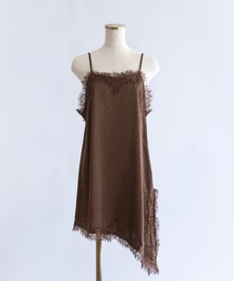 Polka Dot Satin Lace Cami Dress