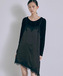 Polka Dot Satin Lace Cami Dress