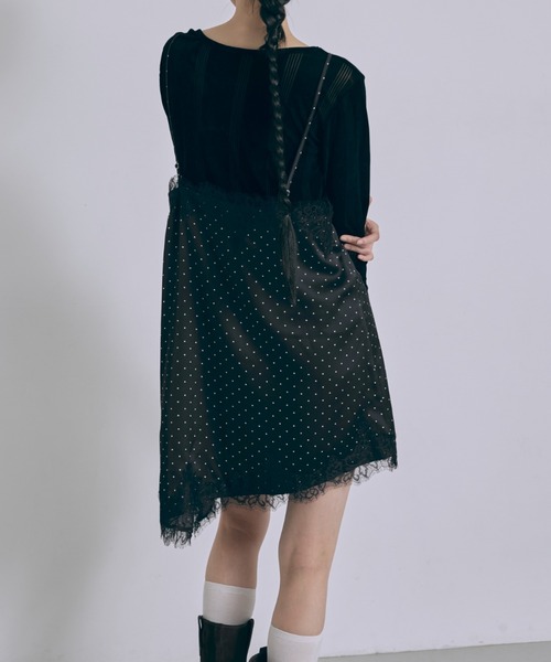 EN NEUME(エンノイム)の「Polka Dot Satin Lace Cami Dress(ワンピース・レディース・ベージュ/ブラック/アイボリー/ブラウン・FREE)」の10枚目の写真