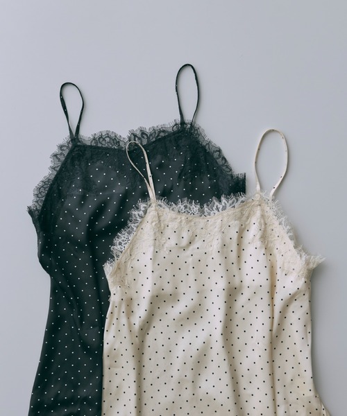 EN NEUME(エンノイム)の「Polka Dot Satin Lace Cami Dress(ワンピース・レディース・ベージュ/ブラック/アイボリー/ブラウン・FREE)」の12枚目の写真