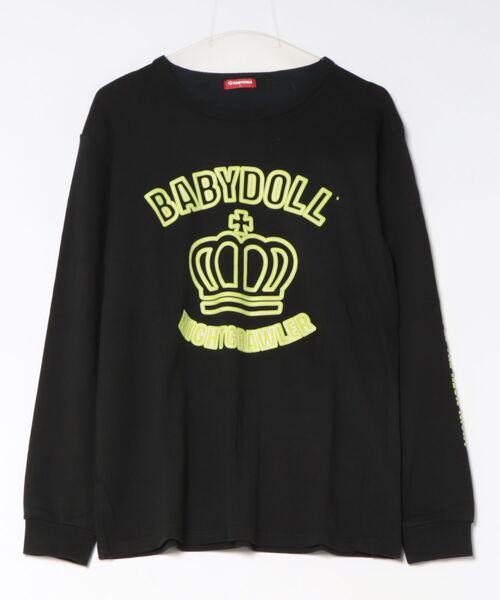 BABYDOLL(ベビードール)の「親子お揃い ネオンロンT 1924A(Tシャツ/カットソー・メンズ・ターコイズブルー系9/グリーン系その他7/ピンク系その他7・ユニセックスS/ユニセックスXL/ユニセックスM/ユニセックスL)」の2枚目の写真