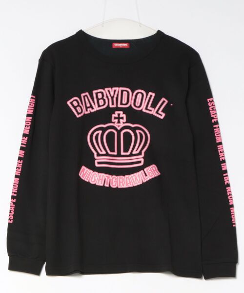 BABYDOLL(ベビードール)の「親子お揃い ネオンロンT 1924A(Tシャツ/カットソー・メンズ・ターコイズブルー系9/グリーン系その他7/ピンク系その他7・ユニセックスS/ユニセックスXL/ユニセックスM/ユニセックスL)」の3枚目の写真