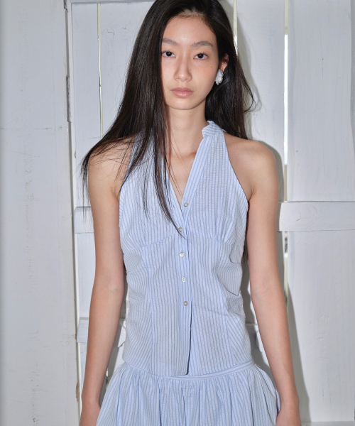 THEPORTA（ザ ポルタ）の「BLOOM SLEEVELESS SHIRT, BLUE（シャツ/ブラウス・レディース・その他・MEDIUM/SMALL）」の4枚目の写真