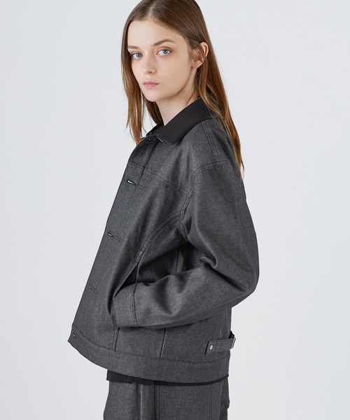 SOCCE(ソーシー)の「2way襟レザールーズシルエット短丈リジッドデニムジャケット(デニムジャケット・メンズ・ブラウン/ブラック・S/XL/L/M)」の17枚目の写真