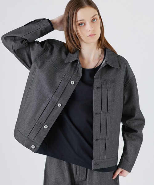 SOCCE(ソーシー)の「2way襟レザールーズシルエット短丈リジッドデニムジャケット(デニムジャケット・メンズ・ブラウン/ブラック・S/XL/L/M)」の20枚目の写真