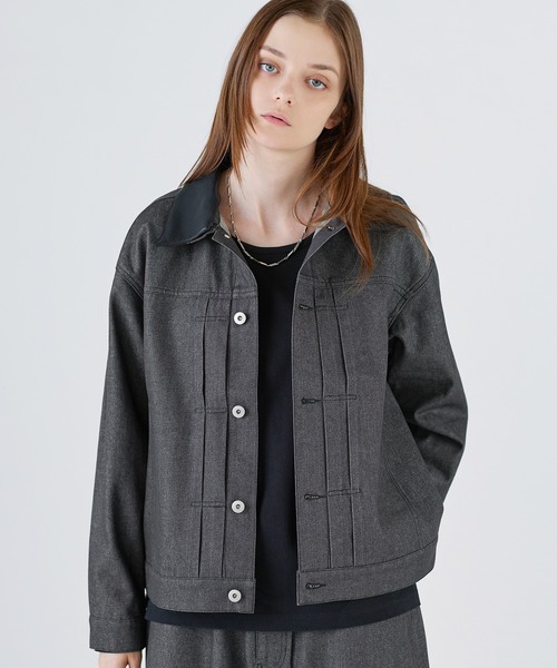 SOCCE(ソーシー)の「2way襟レザールーズシルエット短丈リジッドデニムジャケット(デニムジャケット・メンズ・ブラウン/ブラック・S/XL/L/M)」の18枚目の写真