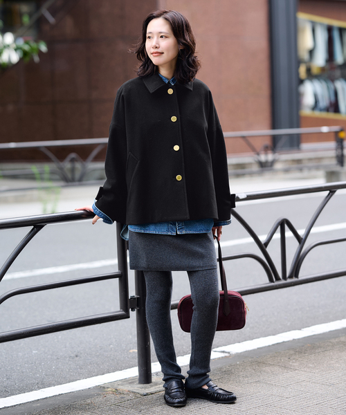 Traditional Weatherwear(トラディショナルウェザーウェア)の「TRADITIONAL WEATHERWEAR SLOBE別注 MALTON B/T SHORT(ステンカラーコート・レディース・ブラウン/ブラック・36/34)」の20枚目の写真
