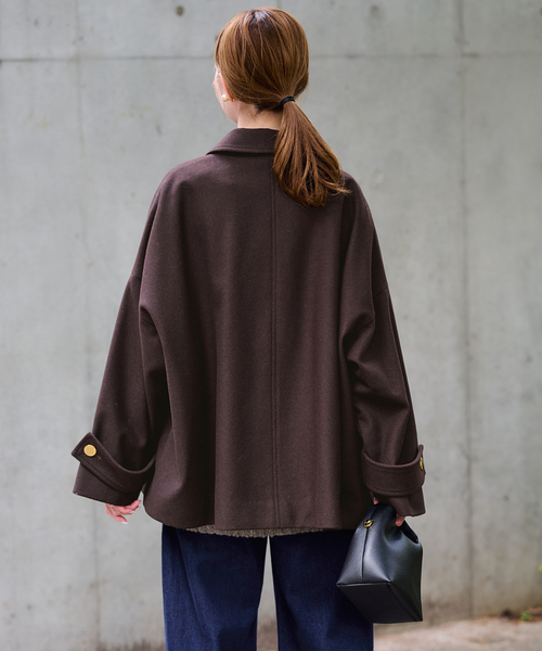 Traditional Weatherwear(トラディショナルウェザーウェア)の「TRADITIONAL WEATHERWEAR SLOBE別注 MALTON B/T SHORT(ステンカラーコート・レディース・ブラウン/ブラック・36/34)」の3枚目の写真