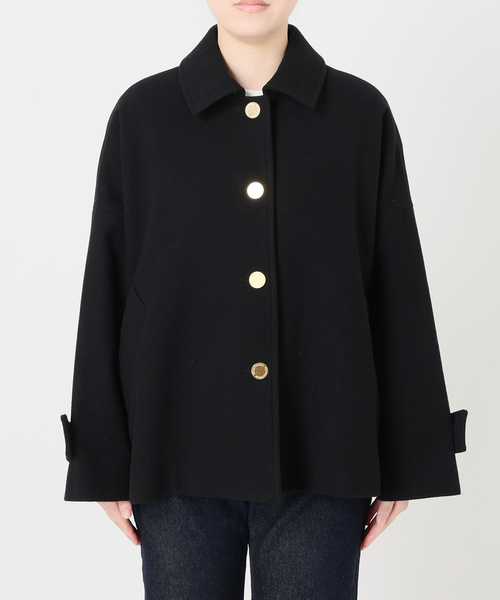 Traditional Weatherwear(トラディショナルウェザーウェア)の「TRADITIONAL WEATHERWEAR SLOBE別注 MALTON B/T SHORT(ステンカラーコート・レディース・ブラウン/ブラック・36/34)」の4枚目の写真