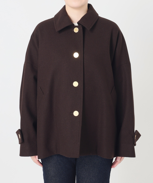 Traditional Weatherwear(トラディショナルウェザーウェア)の「TRADITIONAL WEATHERWEAR SLOBE別注 MALTON B/T SHORT(ステンカラーコート・レディース・ブラウン/ブラック・36/34)」の17枚目の写真