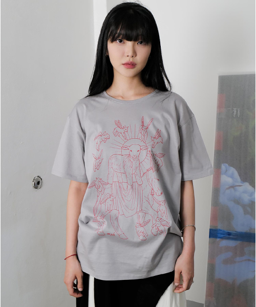 MOSQUITO MURDERERS（モスキートマーダラーズ）の「Jerusalem line work T-SHIRT -Gray（Tシャツ/カットソー・レディース・その他・1/2/3）」の3枚目の写真