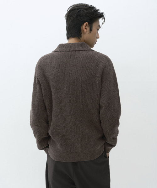 MUSINSA STANDARD（ムシンサスタンダード）の「[ビクトリアウール] ミニマルリブカラーガーディガン [ブラウン]（カーディガン/ボレロ・メンズ・その他・MEDIUM/LARGE/X-LARGE/2XL）」の3枚目の写真