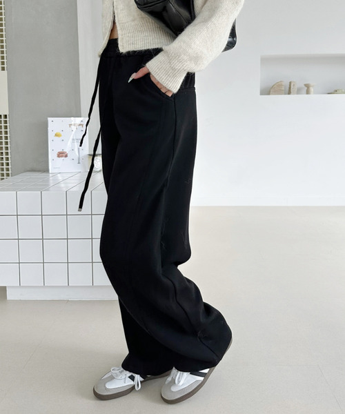 Ada.（エイダ）の「ウエストゴム ワイド ストレート スウェットパンツ（その他パンツ・レディース・ブラック/杢グレー/オートミール・FREE）」の11枚目の写真