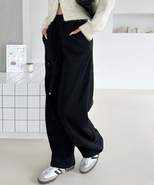 Ada.（エイダ）の「ウエストゴム ワイド ストレート スウェットパンツ（その他パンツ・レディース・ブラック/杢グレー/オートミール・FREE）」の8枚目の写真