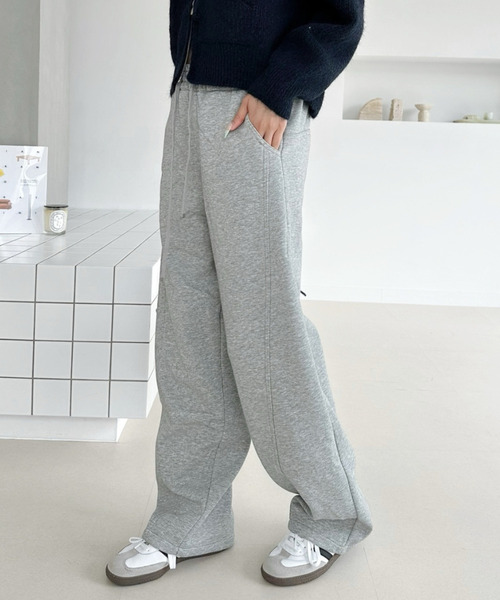 Ada.（エイダ）の「ウエストゴム ワイド ストレート スウェットパンツ（その他パンツ・レディース・ブラック/杢グレー/オートミール・FREE）」の16枚目の写真