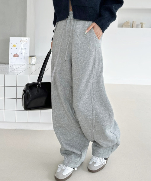 Ada.（エイダ）の「ウエストゴム ワイド ストレート スウェットパンツ（その他パンツ・レディース・ブラック/杢グレー/オートミール・FREE）」の19枚目の写真