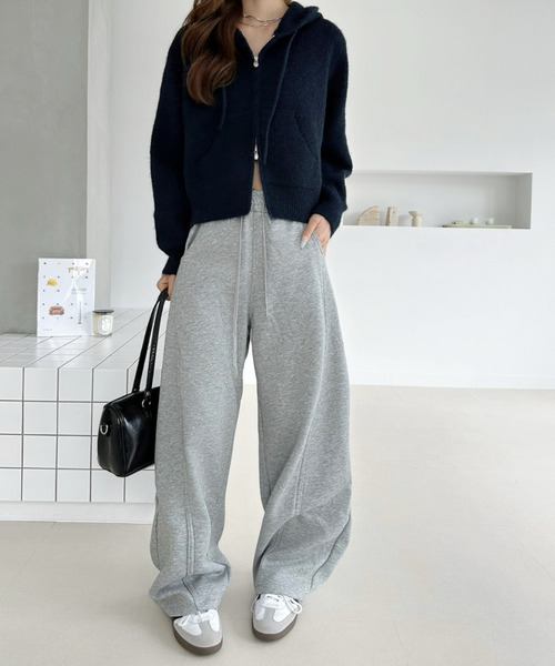 Ada.（エイダ）の「ウエストゴム ワイド ストレート スウェットパンツ（その他パンツ・レディース・ブラック/杢グレー/オートミール・FREE）」の17枚目の写真
