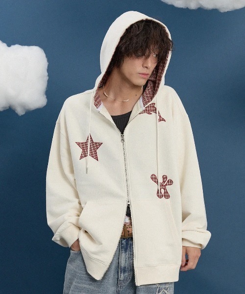 WaiKei(ワイケイ)の「◇WAIKEI◇ブランド直輸入正規品/スタードルフィンチェックアプリケフードジップアップ Star Dolphin Check Applique Hood Zip Up(パーカー・レディース・ブラウン/アイボリー・M/S)」の11枚目の写真