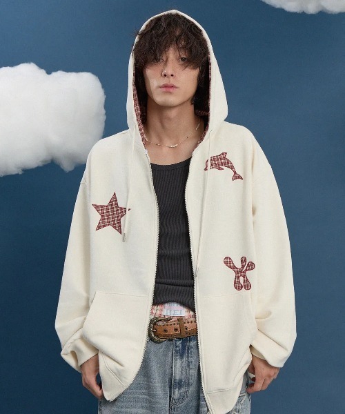 WaiKei(ワイケイ)の「◇WAIKEI◇ブランド直輸入正規品/スタードルフィンチェックアプリケフードジップアップ Star Dolphin Check Applique Hood Zip Up(パーカー・レディース・ブラウン/アイボリー・M/S)」の12枚目の写真