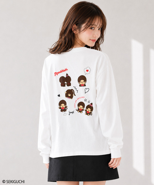 RiCO SUCRE(リコシュクレ)の「【レディース】モンチッチ 長袖Tシャツ(Tシャツ/カットソー・レディース・ブラック系3/ブラック系/オフホワイト/ホワイト系3/ホワイト系/ブラック系2/ブラック/ホワイト系2・FREE)」の4枚目の写真