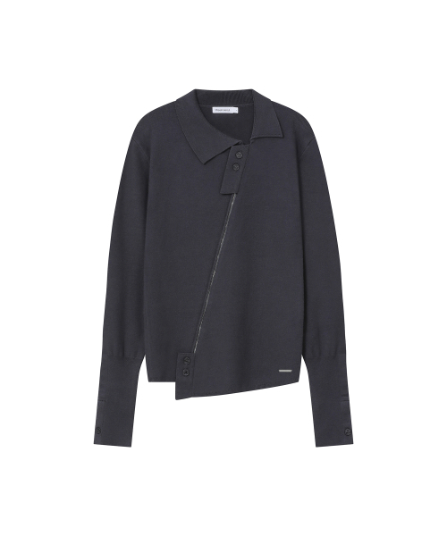 Miseki SEOUL（ミセキソウル）の「Diagonal zip-up knit CHARCOAL（その他アウター・レディース・その他・1/2）」の2枚目の写真
