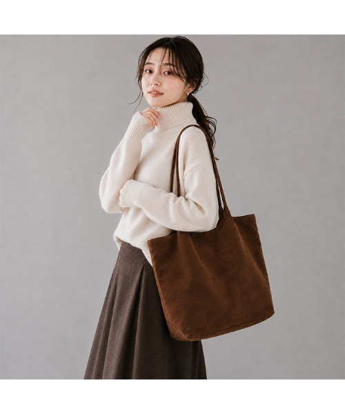 tokohana（トコハナ）の「スエード調 トートバッグ ポーチ 付き（トートバッグ・レディース・ブラック/ダークブラウン/ブラウン・FREE）」の7枚目の写真