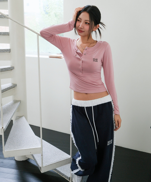 muahmuah（ムーアムーア）の「レースバンド ワイド ウエストゴムパンツ [ネイビー]（スウェットパンツ・レディース・その他・FREE）」の7枚目の写真