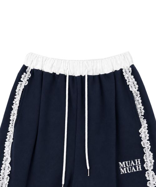 muahmuah（ムーアムーア）の「レースバンド ワイド ウエストゴムパンツ [ネイビー]（スウェットパンツ・レディース・その他・FREE）」の14枚目の写真