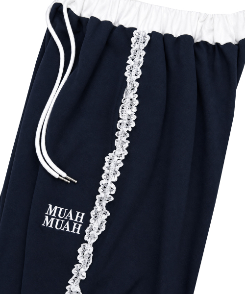 muahmuah（ムーアムーア）の「レースバンド ワイド ウエストゴムパンツ [ネイビー]（スウェットパンツ・レディース・その他・FREE）」の15枚目の写真