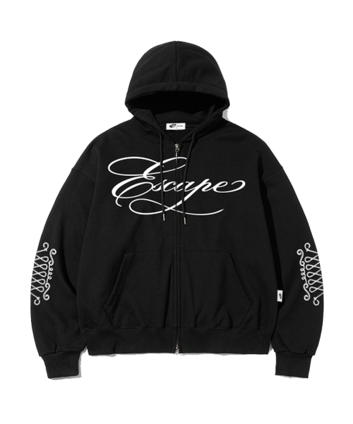 ESCAPEFROM(エスケープフロム)の「ナポレオン スリーブプリント ツーウェイ ジップアップパーカー ブラック(パーカー・レディース・その他・M1/L2/L1/M2)」の1枚目の写真