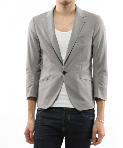 And A（アンドエー）の「7分テーラードジャケット（テーラードジャケット・メンズ・ブラック/ブラック系その他/グレー・42）」の3枚目の写真