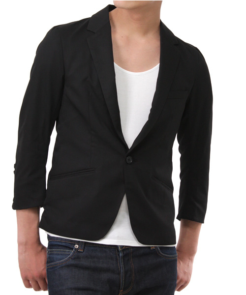 And A（アンドエー）の「7分テーラードジャケット（テーラードジャケット・メンズ・ブラック/ブラック系その他/グレー・42）」の4枚目の写真