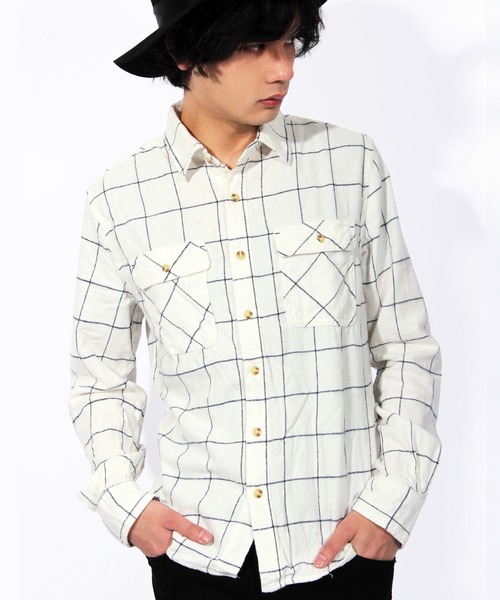 ８(eight)（エイト）の「チェック ネルシャツ アメカジ フランネル（シャツ/ブラウス・メンズ・ターコイズブルー/ワイン/ブルー/ブルー系その他2/ブラック系その他2/ベージュ/ベージュ系その他/ホワイト系その他/ブラック×ホワイト/レッド系その他/グリーン/イエロー/ブルー系その他/ネイビー/パープル/ブラック系その他/ブラック/レッド系その他2/レッド系その他3/レッド系その他4/ブルー系その他3・LARGE/MEDIUM/X-LARGE）」の3枚目の写真