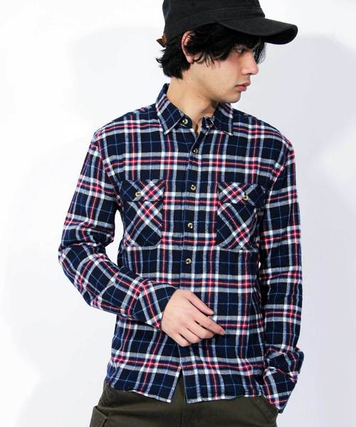 ８(eight)（エイト）の「チェック ネルシャツ アメカジ フランネル（シャツ/ブラウス・メンズ・ターコイズブルー/ワイン/ブルー/ブルー系その他2/ブラック系その他2/ベージュ/ベージュ系その他/ホワイト系その他/ブラック×ホワイト/レッド系その他/グリーン/イエロー/ブルー系その他/ネイビー/パープル/ブラック系その他/ブラック/レッド系その他2/レッド系その他3/レッド系その他4/ブルー系その他3・LARGE/MEDIUM/X-LARGE）」の11枚目の写真