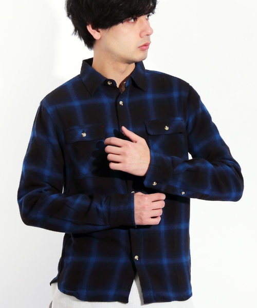 ８(eight)（エイト）の「チェック ネルシャツ アメカジ フランネル（シャツ/ブラウス・メンズ・ターコイズブルー/ワイン/ブルー/ブルー系その他2/ブラック系その他2/ベージュ/ベージュ系その他/ホワイト系その他/ブラック×ホワイト/レッド系その他/グリーン/イエロー/ブルー系その他/ネイビー/パープル/ブラック系その他/ブラック/レッド系その他2/レッド系その他3/レッド系その他4/ブルー系その他3・LARGE/MEDIUM/X-LARGE）」の16枚目の写真