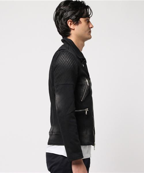 VENCEEXCHANGE(ヴァンスエクスチェンジ)の「ボンディングライダースジャケット(ライダースジャケット・メンズ・ブラック・MEDIUM/LARGE)」の2枚目の写真