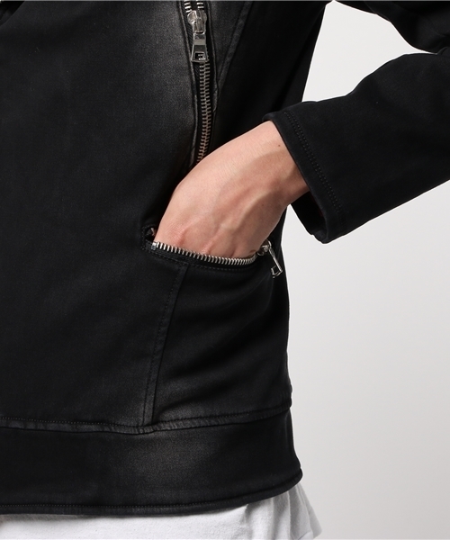 VENCEEXCHANGE(ヴァンスエクスチェンジ)の「ボンディングライダースジャケット(ライダースジャケット・メンズ・ブラック・MEDIUM/LARGE)」の6枚目の写真