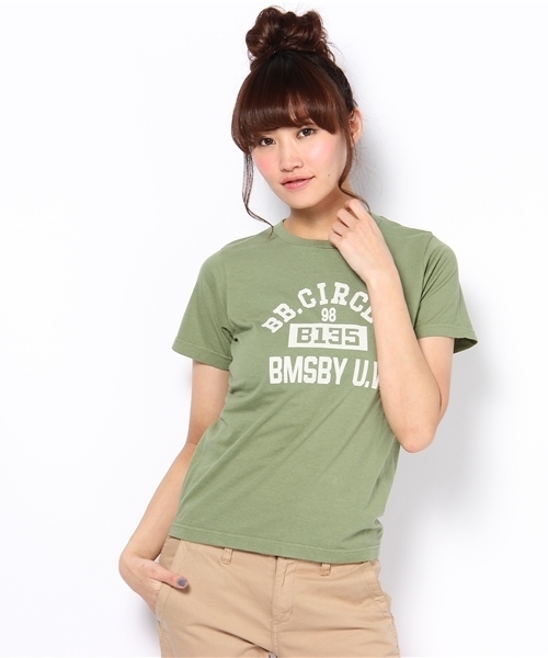 BEAMS BOY(ビームスボーイ)の「BEAMS BOY / カレッジプリント T(Tシャツ/カットソー・レディース・イエロー系その他/オリーブ/ネイビー・ONE SIZE)」の2枚目の写真