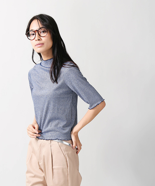 WEGO（ウィゴー）の「WEGO/ラメハイネックフリルカットソー（Tシャツ/カットソー・レディース・ライトブラウン/シルバー/ブラック/ロイヤルブルー/ピンク/ブラック系その他・FREE）」の22枚目の写真