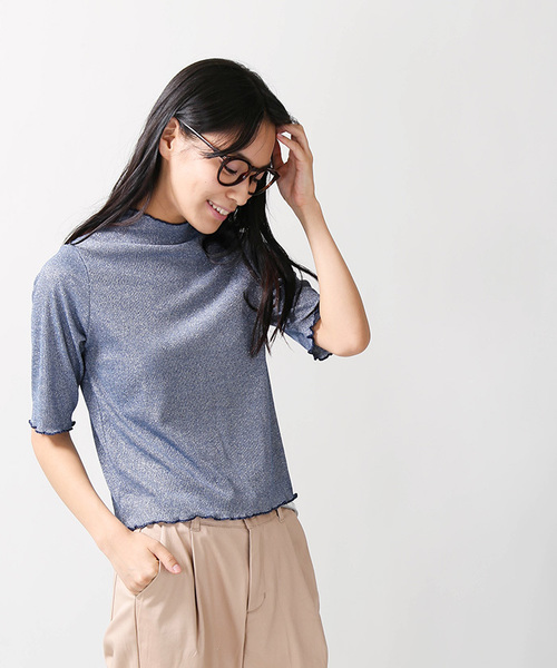 WEGO（ウィゴー）の「WEGO/ラメハイネックフリルカットソー（Tシャツ/カットソー・レディース・ライトブラウン/シルバー/ブラック/ロイヤルブルー/ピンク/ブラック系その他・FREE）」の21枚目の写真