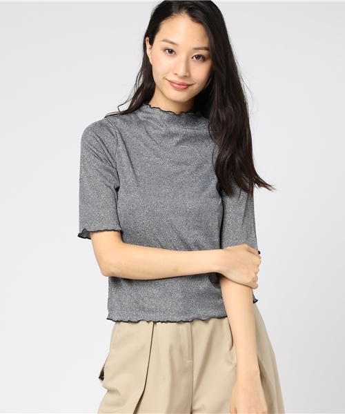 WEGO（ウィゴー）の「WEGO/ラメハイネックフリルカットソー（Tシャツ/カットソー・レディース・ライトブラウン/シルバー/ブラック/ロイヤルブルー/ピンク/ブラック系その他・FREE）」の18枚目の写真