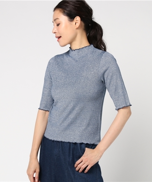 WEGO（ウィゴー）の「WEGO/ラメハイネックフリルカットソー（Tシャツ/カットソー・レディース・ライトブラウン/シルバー/ブラック/ロイヤルブルー/ピンク/ブラック系その他・FREE）」の16枚目の写真