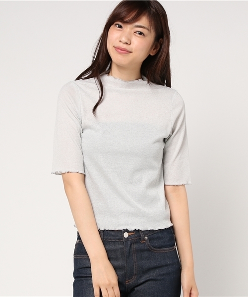 WEGO（ウィゴー）の「WEGO/ラメハイネックフリルカットソー（Tシャツ/カットソー・レディース・ライトブラウン/シルバー/ブラック/ロイヤルブルー/ピンク/ブラック系その他・FREE）」の15枚目の写真