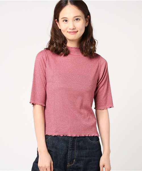 WEGO（ウィゴー）の「WEGO/ラメハイネックフリルカットソー（Tシャツ/カットソー・レディース・ライトブラウン/シルバー/ブラック/ロイヤルブルー/ピンク/ブラック系その他・FREE）」の6枚目の写真