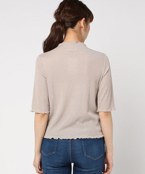 WEGO（ウィゴー）の「WEGO/ラメハイネックフリルカットソー（Tシャツ/カットソー・レディース・ライトブラウン/シルバー/ブラック/ロイヤルブルー/ピンク/ブラック系その他・FREE）」の9枚目の写真