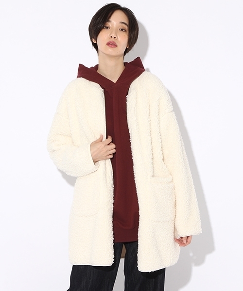 niko and...（ニコアンド）の「フリースボアリバーコート【niko and ...】（その他アウター・レディース・ベージュ/アイボリー/ネイビー・MEDIUM/LARGE）」の2枚目の写真